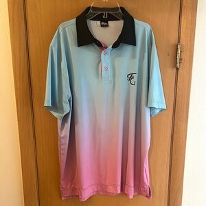 Fore Golf FG Men’s Gradient Cotton Candy Polo Shirt Blue Pink Size Large